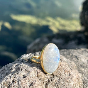 Bronze Rainbow Moonstone Oval Ring-Jenstones Jewelry