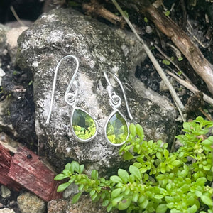 Peridot Facet Tear Dangle Earrings-Jenstones Jewelry