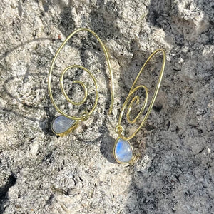 Bronze Moonstone Swirl Earrings-Jenstones Jewelry