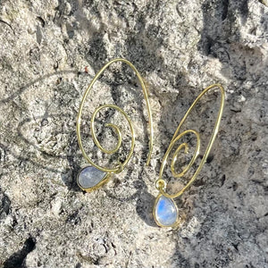 Bronze Moonstone Swirl Earrings-Jenstones Jewelry
