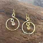 Load image into Gallery viewer, Gold Plated Hammered Swirl Dangle Earrings w/ Citrine-Jenstones Jewelry
