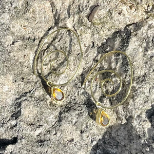 Bronze Citrine Swirl Earrings-Jenstones Jewelry