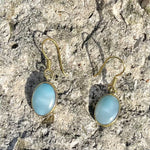 Load image into Gallery viewer, Bronze Larimar Dangle Earrings-Jenstones Jewelry
