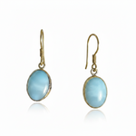 Load image into Gallery viewer, Larimar Dangle Earrings in Brass
