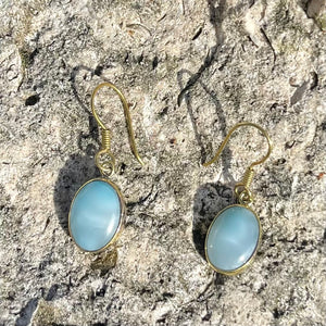 Bronze Larimar Dangle Earrings-Jenstones Jewelry