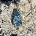 Load image into Gallery viewer, Bronze Blue Druzy Tear Pendant-Jenstones Jewelry

