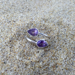 Wrap Around Ring Amethyst Tear Drop-Jenstones Jewelry