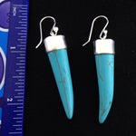 Load image into Gallery viewer, Tusk Earrings, Sterling with Turquoise Large-Jenstones Jewelry
