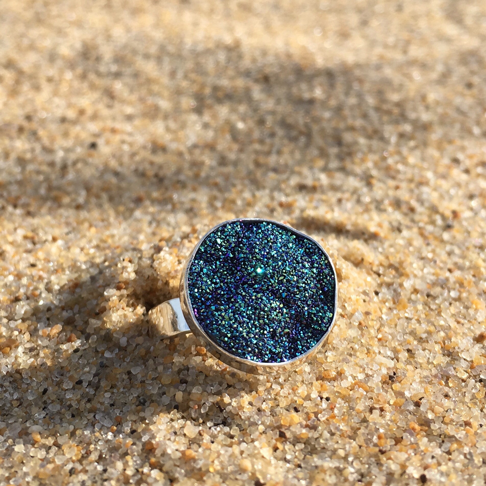 Ring Sterling with Azure Druze Petite-Jenstones Jewelry