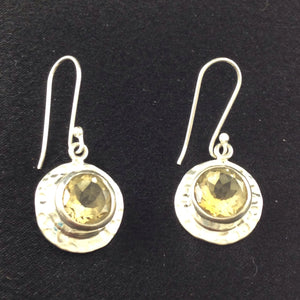 Drop Earrings Hammered Citrine-Jenstones Jewelry