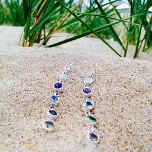 Chakra Five Stone Drop Earrings-Jenstones Jewelry