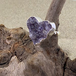 Load image into Gallery viewer, Raw Amethyst Druzy Heart Ring-Jenstones Jewelry
