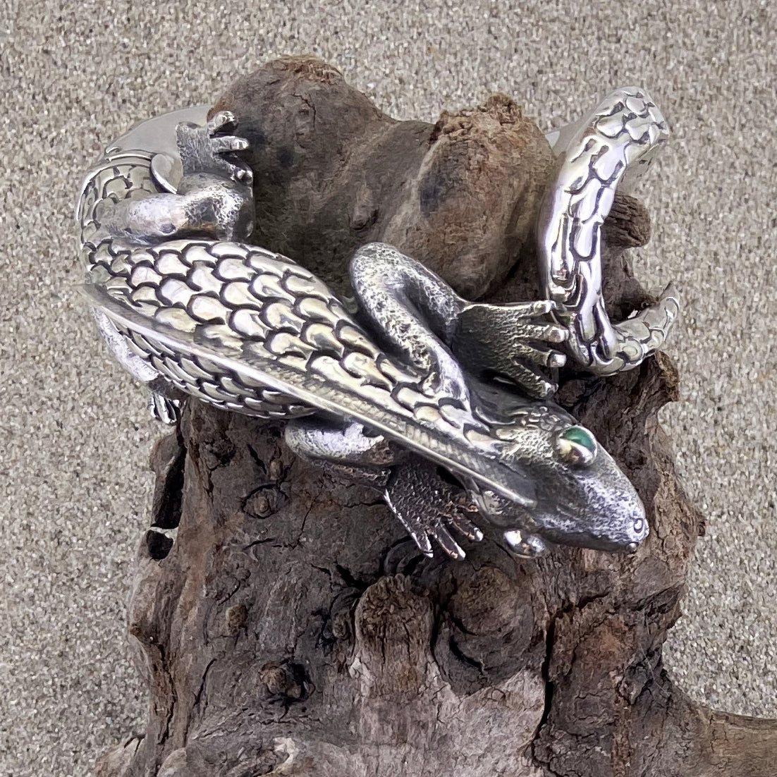 Sterling Silver Iguana Statement Cuff-Jenstones Jewelry