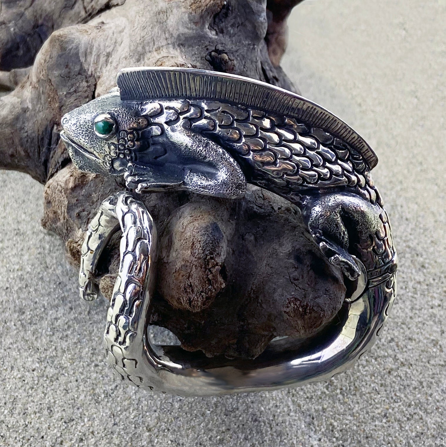Sterling Silver Iguana Statement Cuff-Jenstones Jewelry