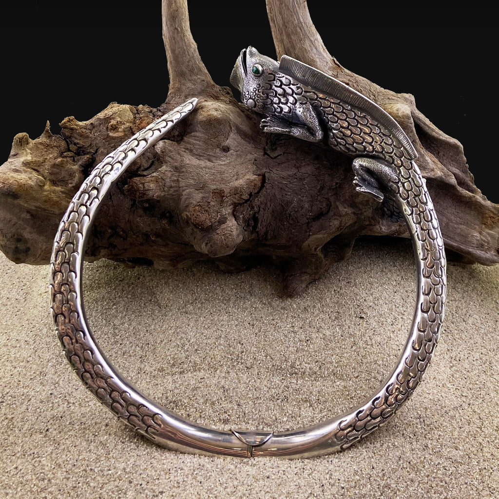 Sterling Silver Iguana Statement Necklace-Jenstones Jewelry