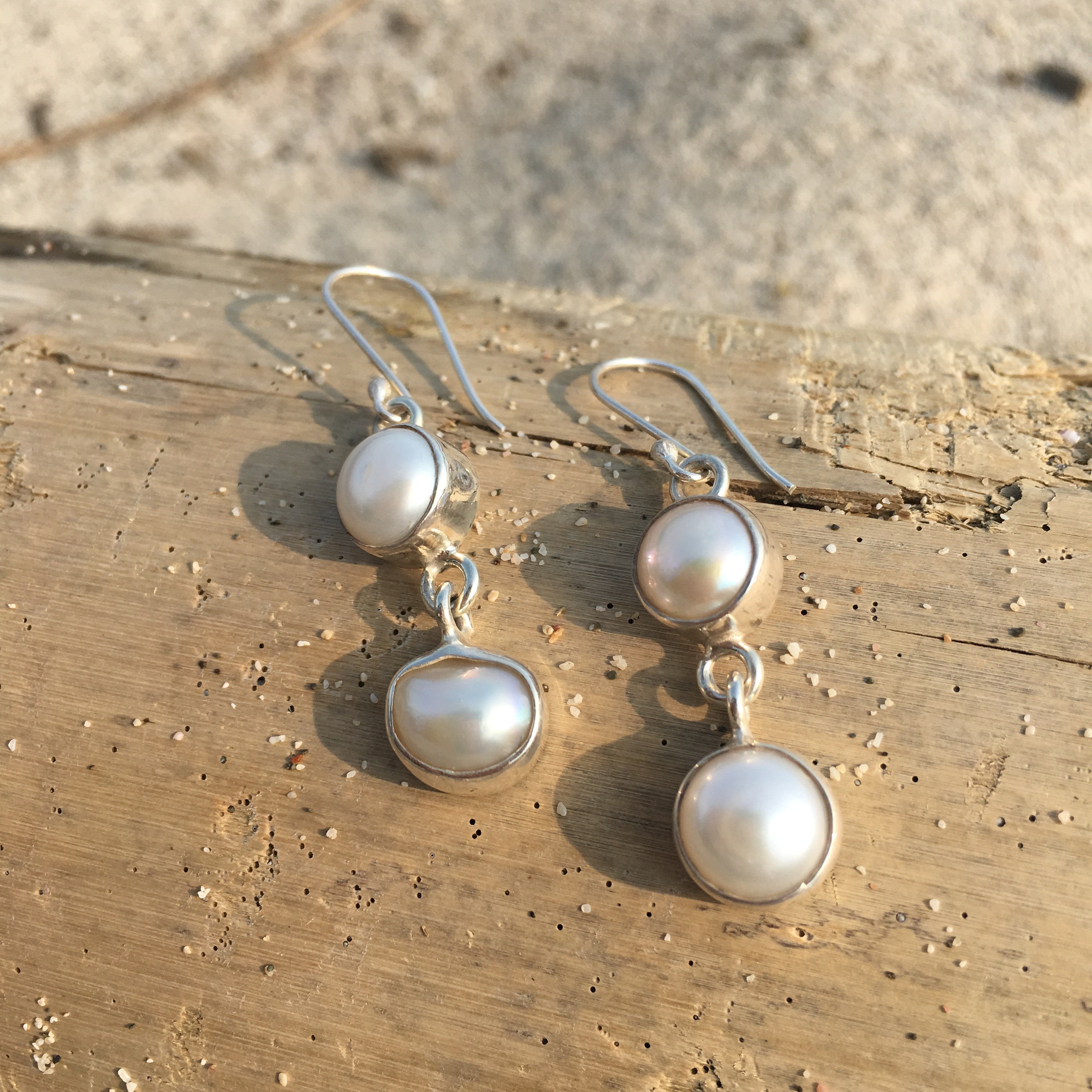 Double Pearl Earrings-Jenstones Jewelry