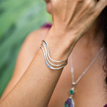 Load image into Gallery viewer, Sterling Triple Wave Cuff-Jenstones Jewelry
