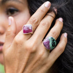 Load image into Gallery viewer, Faceted Ruby Zoisite Ring-Jenstones Jewelry
