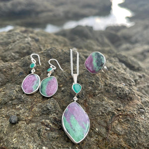 Faceted Ruby Zoisite and Emerald Pendant-Jenstones Jewelry