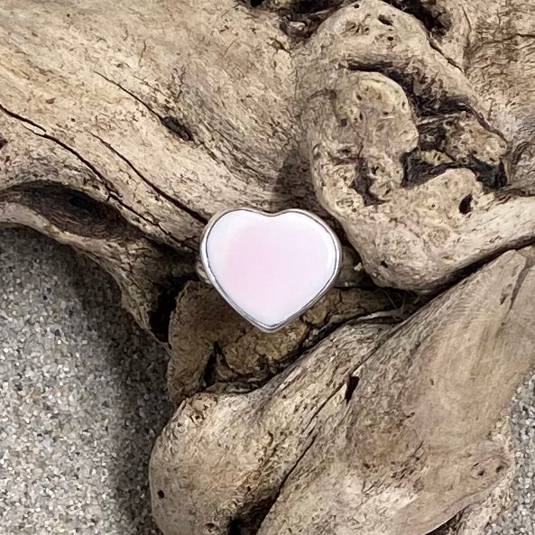 Pink Conch Shell Heart Ring-Jenstones Jewelry