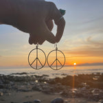 Load image into Gallery viewer, Hammered Peace Sign Hoop Dangle Earrings-Jenstones Jewelry
