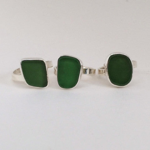 Sea Glass Ring Deep Green-Jenstones Jewelry