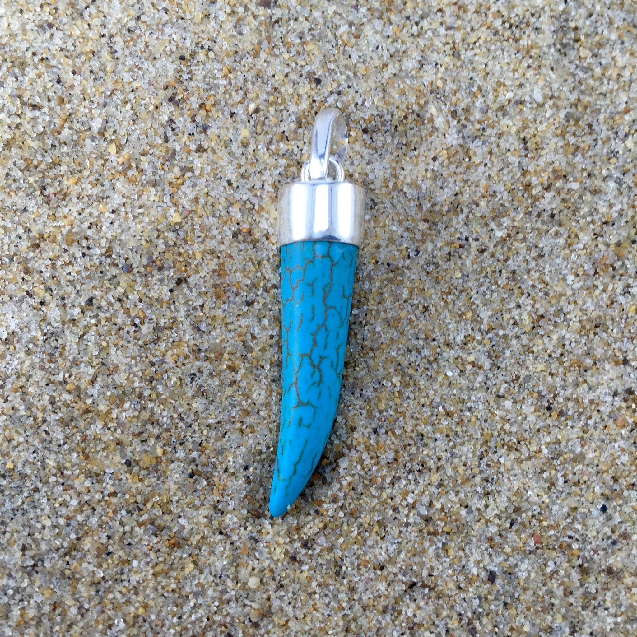 Tusk Pendant, Sterling with Turquoise-Jenstones Jewelry