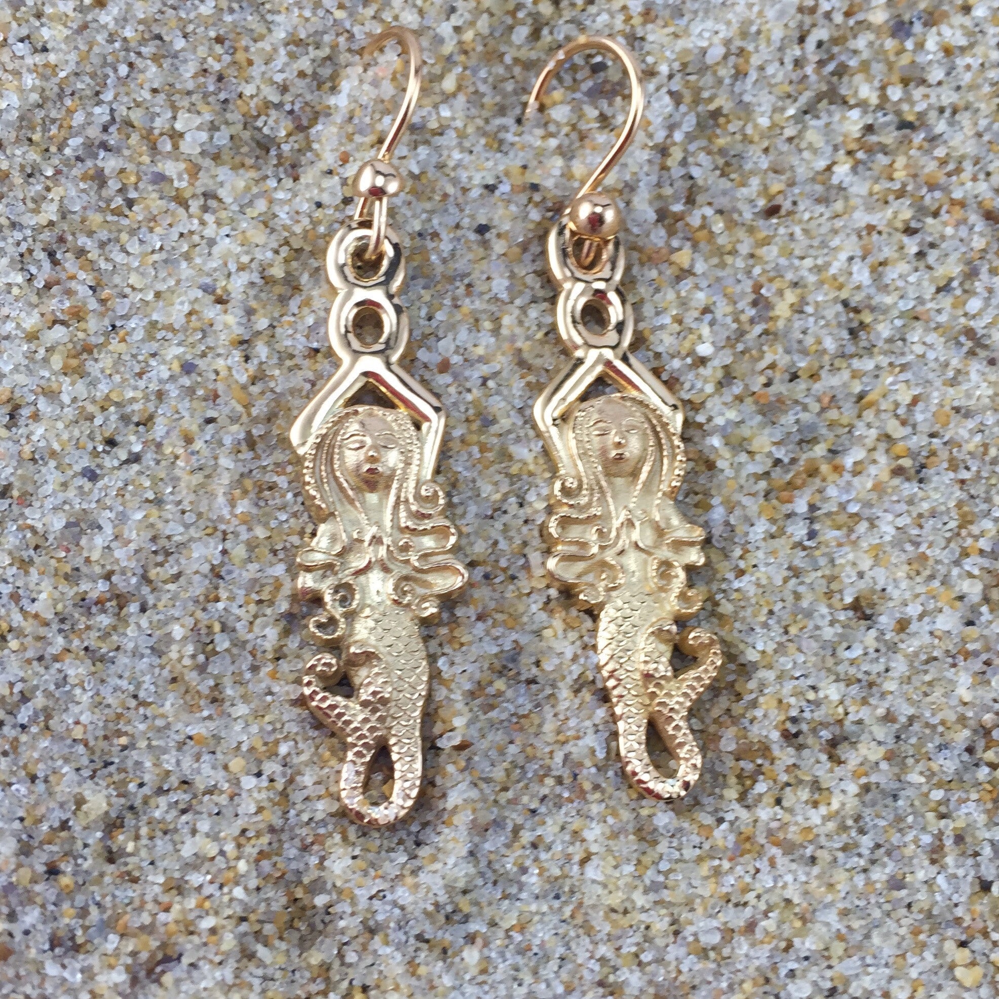 Mermaid Goddess Of Eternal Waves Dangle Earrings-Jenstones Jewelry