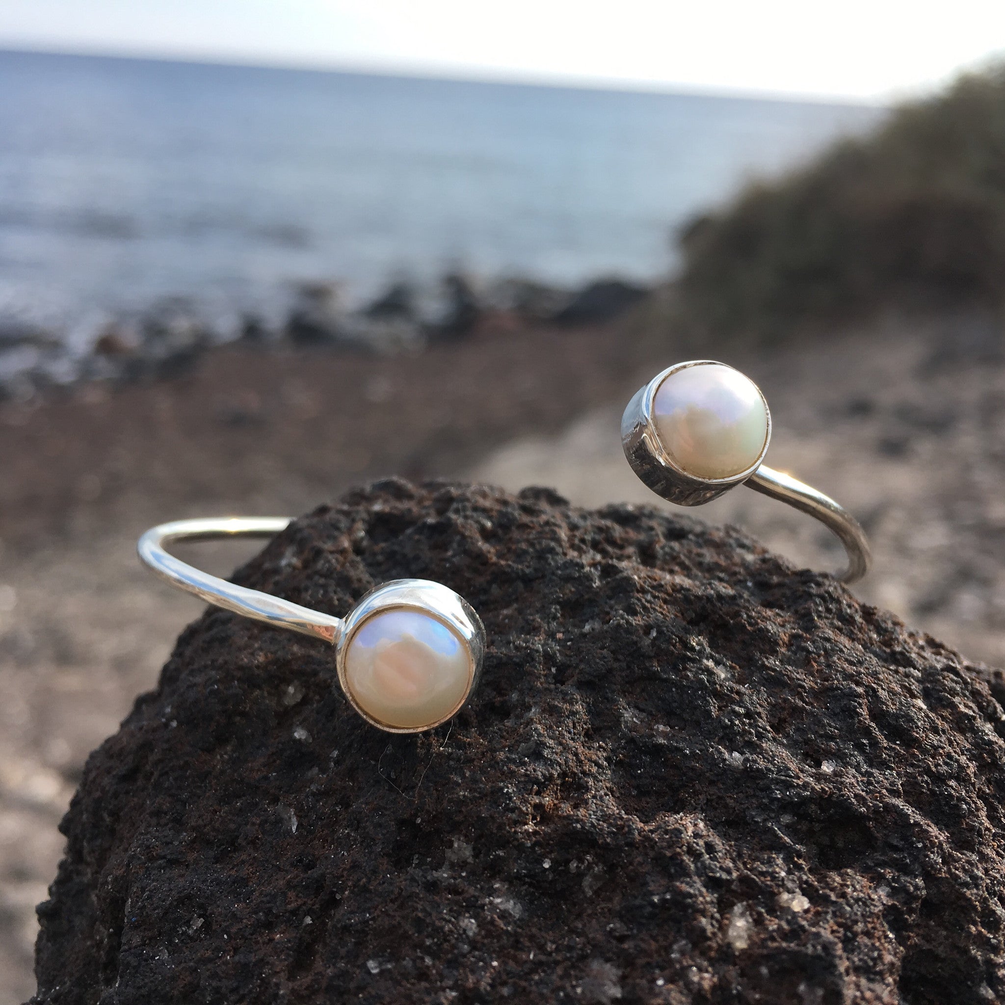 Wrap Bangle White Pearl-Jenstones Jewelry