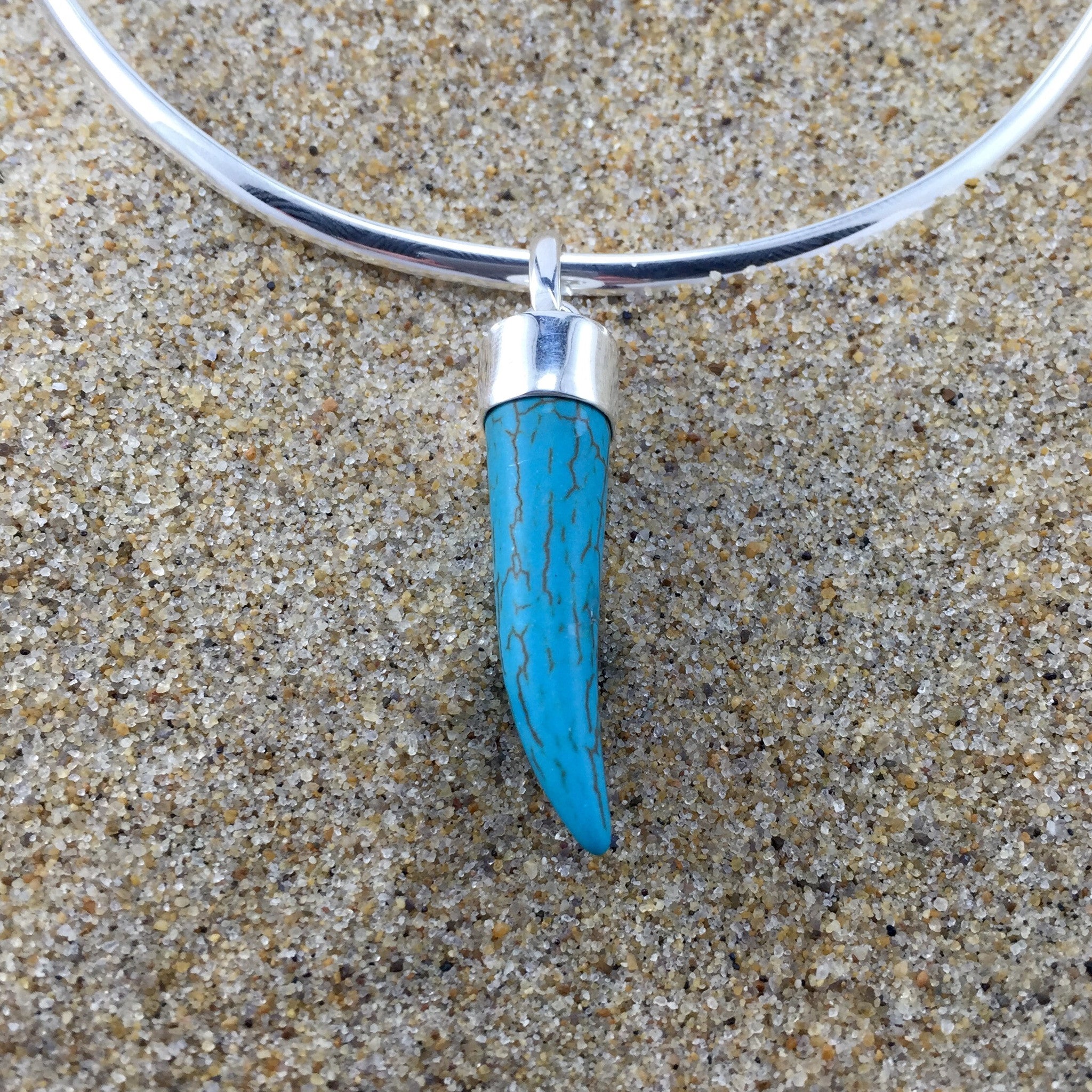 Tusk Pendant, Sterling with Turquoise-Jenstones Jewelry