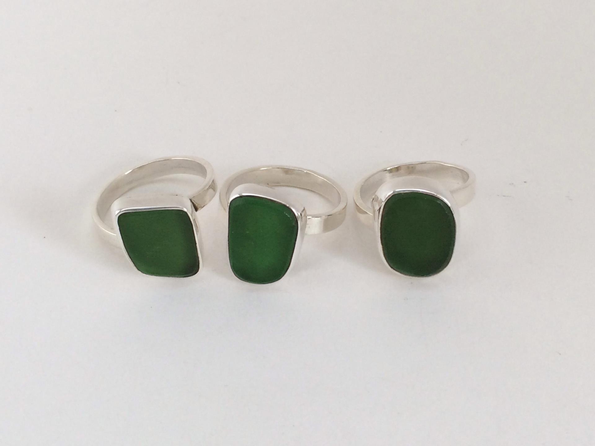 Sea Glass Ring Deep Green-Jenstones Jewelry