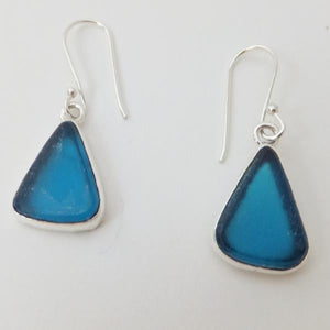 Petite Sea Glass Teardrop Dangle Earrings-Jenstones Jewelry