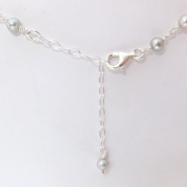 Sterling Chain Necklace with White Pearls-Jenstones Jewelry