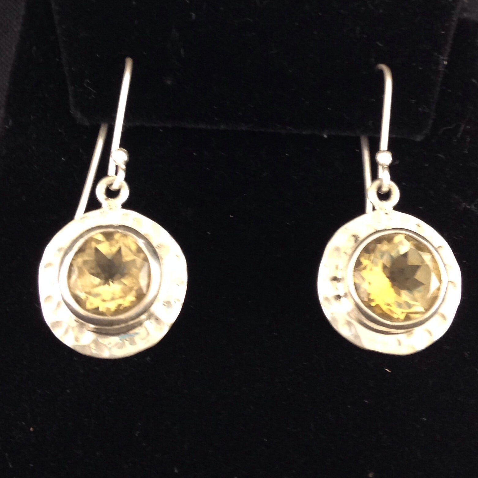 Drop Earrings Hammered Citrine-Jenstones Jewelry