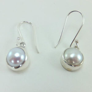 Pearl Earrings White Fresh Water Dangle-Jenstones Jewelry