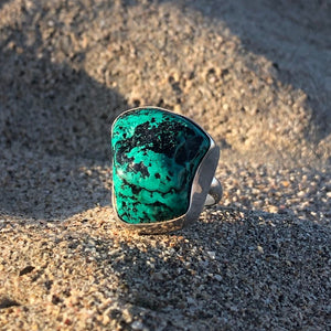 Turquoise & Sterling Raw Nugget Ring-Jenstones Jewelry