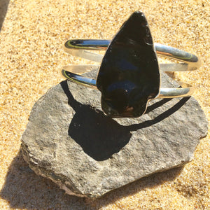 Double Cuff Obsidian Dragon Glass-Jenstones Jewelry