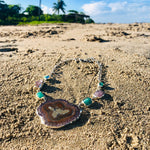 Load image into Gallery viewer, Geode Necklace with Emerald and Amethyst-Jenstones Jewelry
