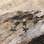 Load image into Gallery viewer, Starfish and Pearl Sterling Earrings Post-Jenstones Jewelry
