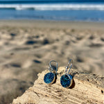 Load image into Gallery viewer, Ocean Blue Round Druzy Dangle Earrings-Jenstones Jewelry
