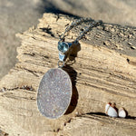 Load image into Gallery viewer, Oval White Druzy Pendant with Blue Topaz-Jenstones Jewelry
