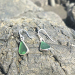Load image into Gallery viewer, Sea Glass Dangle Earrings Green Tear-Jenstones Jewelry
