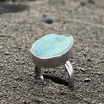 Load image into Gallery viewer, Ice Blue Druzy Teardrop Ring-Jenstones Jewelry

