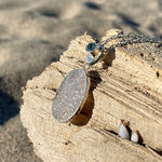 Load image into Gallery viewer, Oval White Druzy Pendant with Blue Topaz-Jenstones Jewelry
