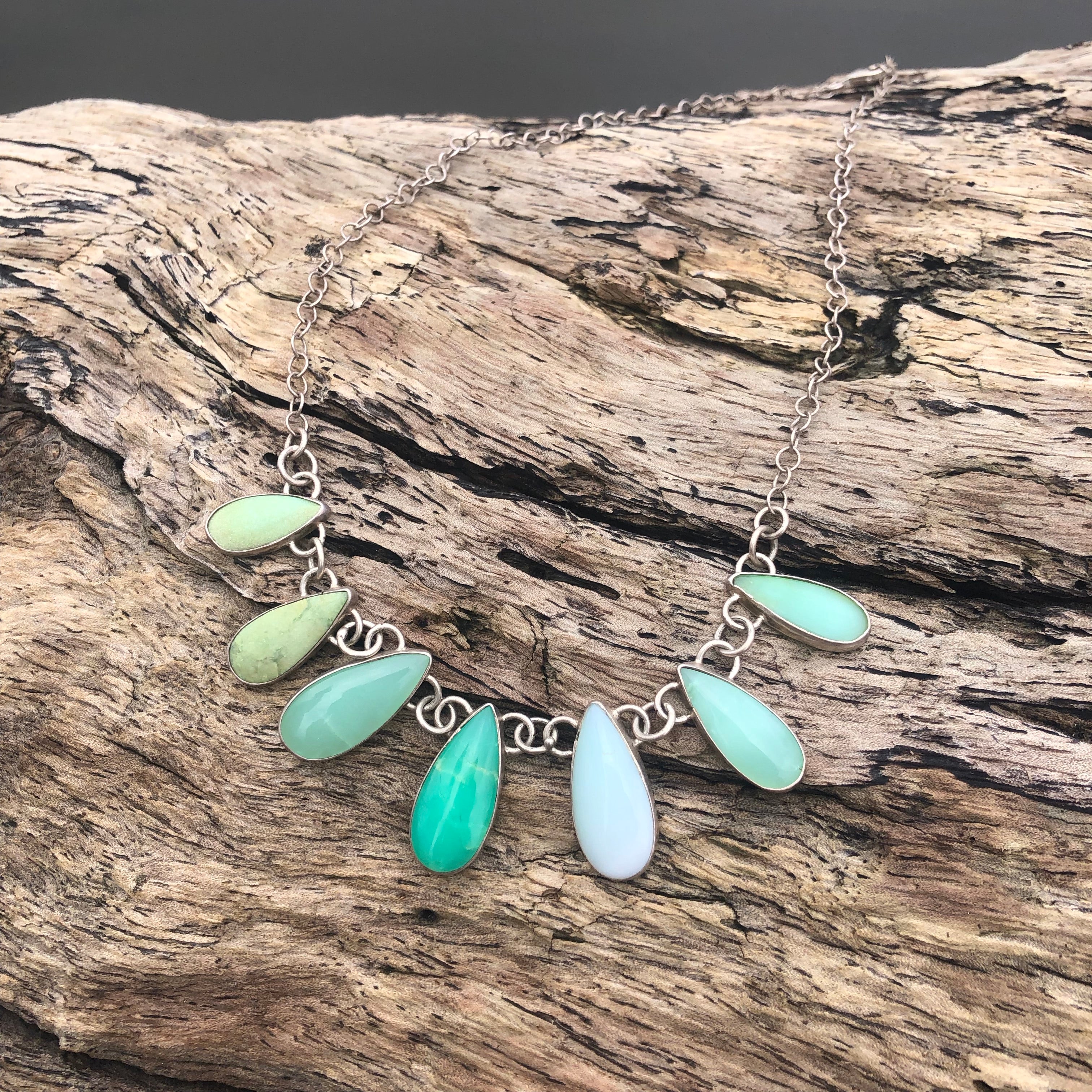 Chalcedony Flower Pedal Necklace-Jenstones Jewelry