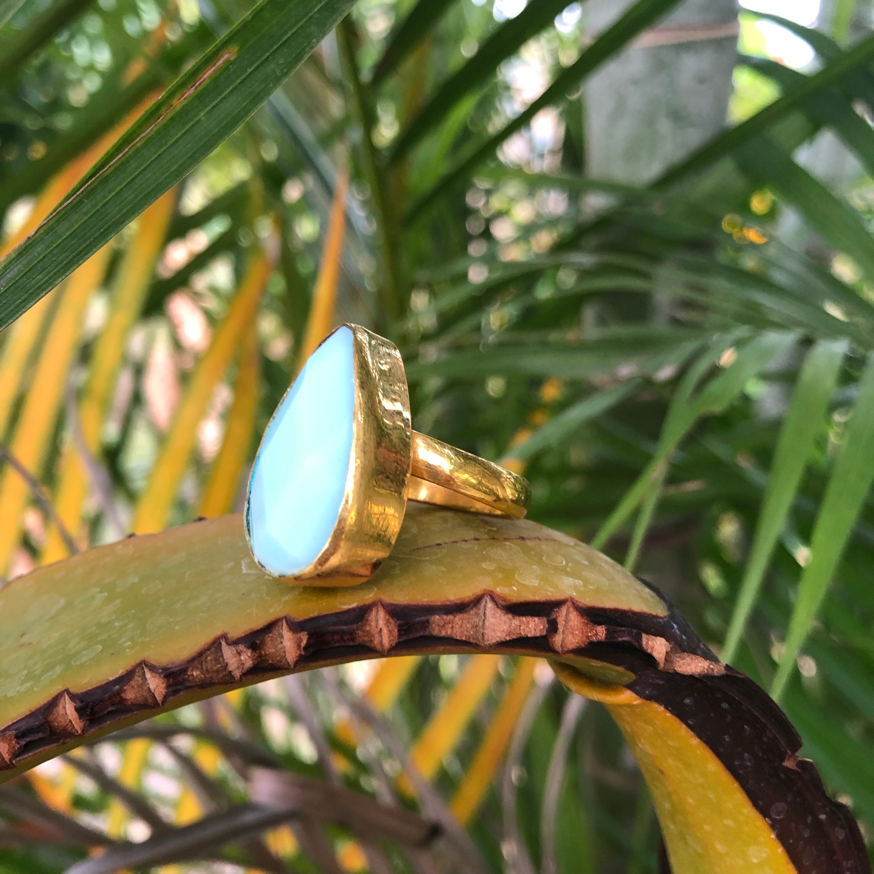 Blue Jade GP Bronze Ring Tear-Jenstones Jewelry