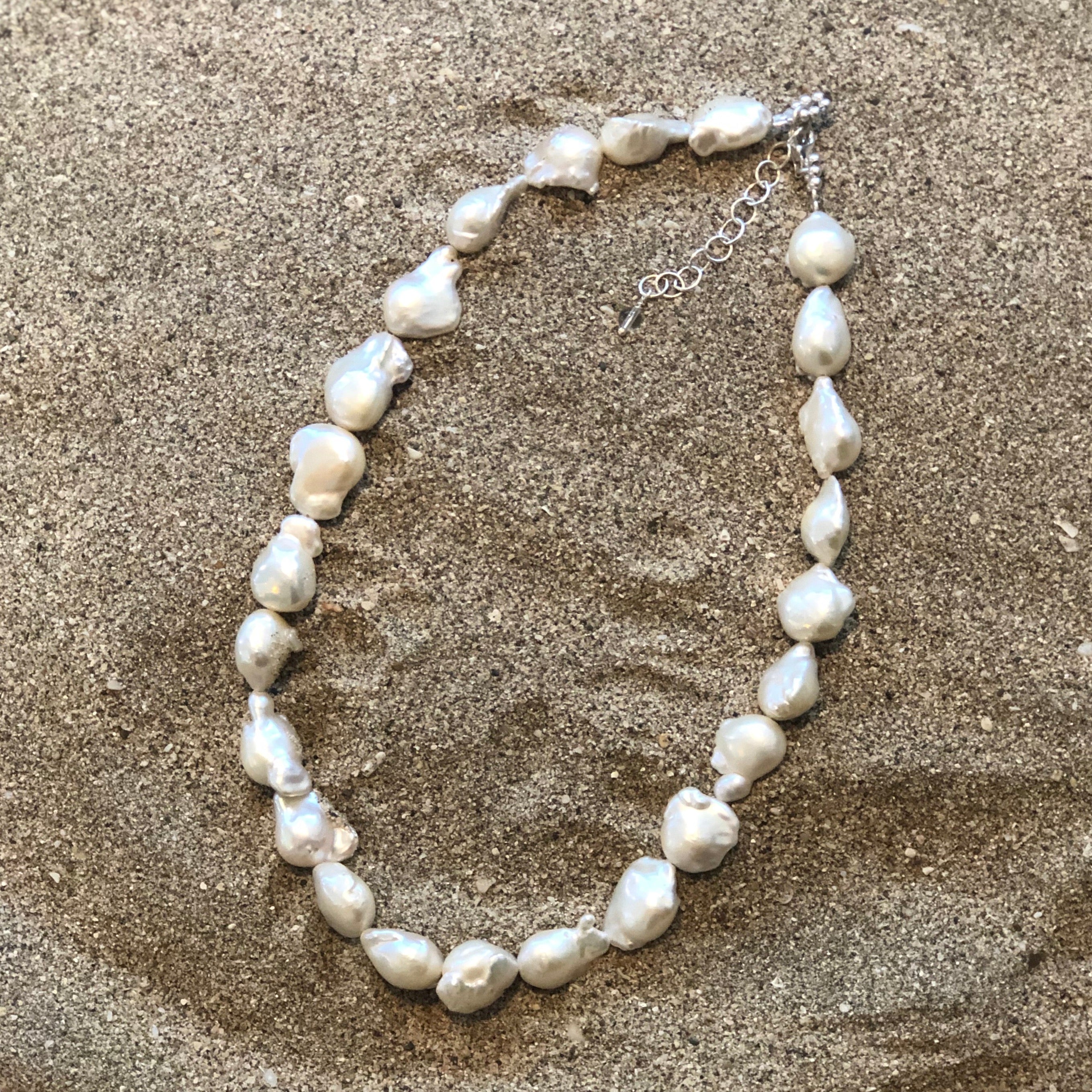 Pearl Necklace Baroque White Medium-Jenstones Jewelry