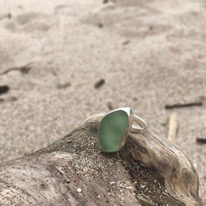 Simple Green Sterling Silver Seaglass Ring-Jenstones Jewelry