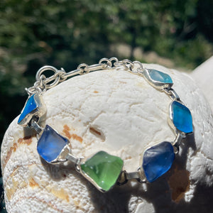 Ocean Bliss Sea Glass Link Bracelet-Jenstones Jewelry