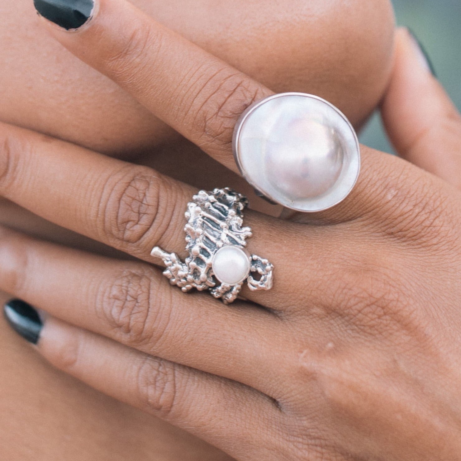 Seahorse Ring w/ Pearl-Jenstones Jewelry